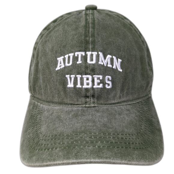 Unbranded Other - Autumn Vibes Slideback Baseball Hat Green One Size Adjustable Embroidered